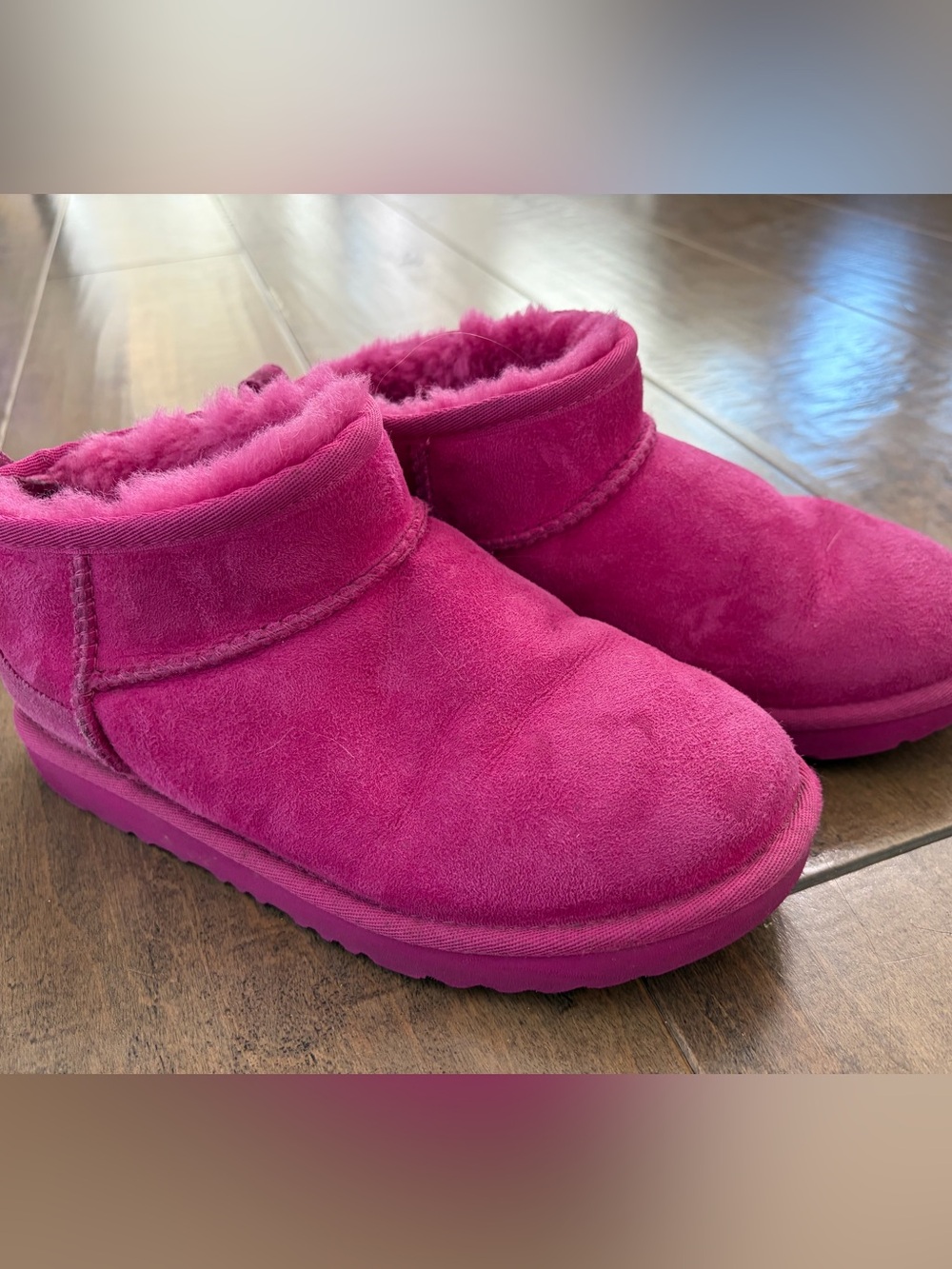 UGG Pink Suede Mini Booties